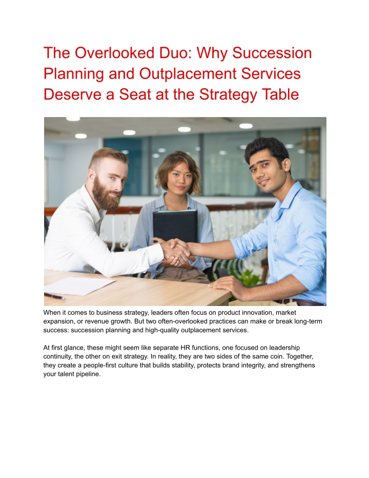 PPT - The Overlooked Duo_ Why Succession Planning and Outplacement Services Deserve a Seat at the Strategy Table PowerPoint Presentation - ID:14352457