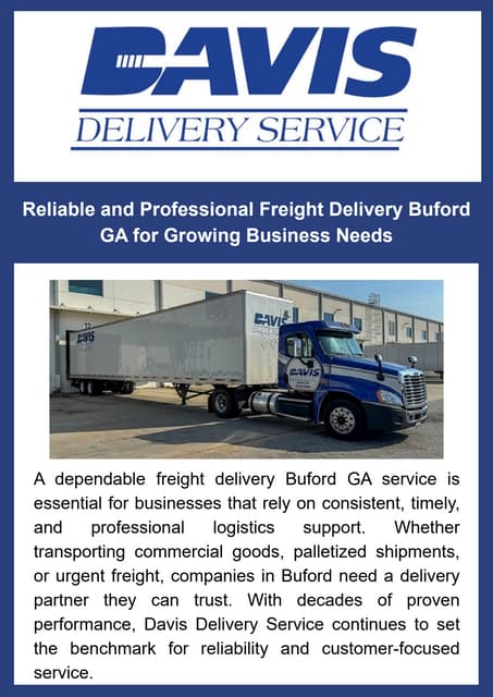 Reliable and Professional Freight Delivery Buford GA for Growing Business Needs.pdf