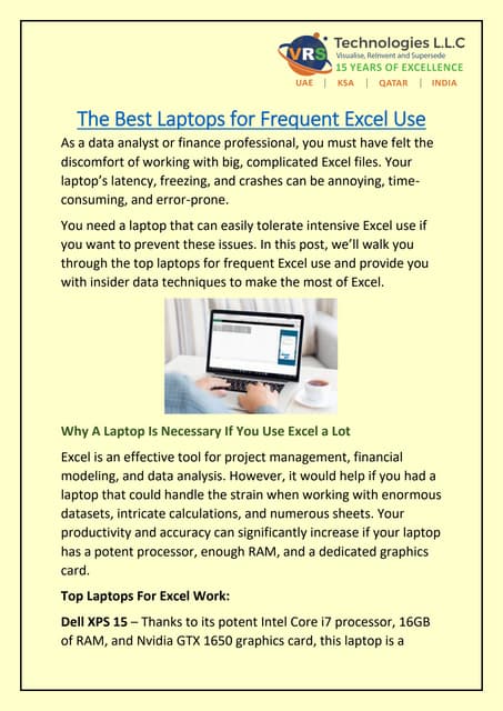 Will The Best Laptops for Frequent Excel Use? | PDF